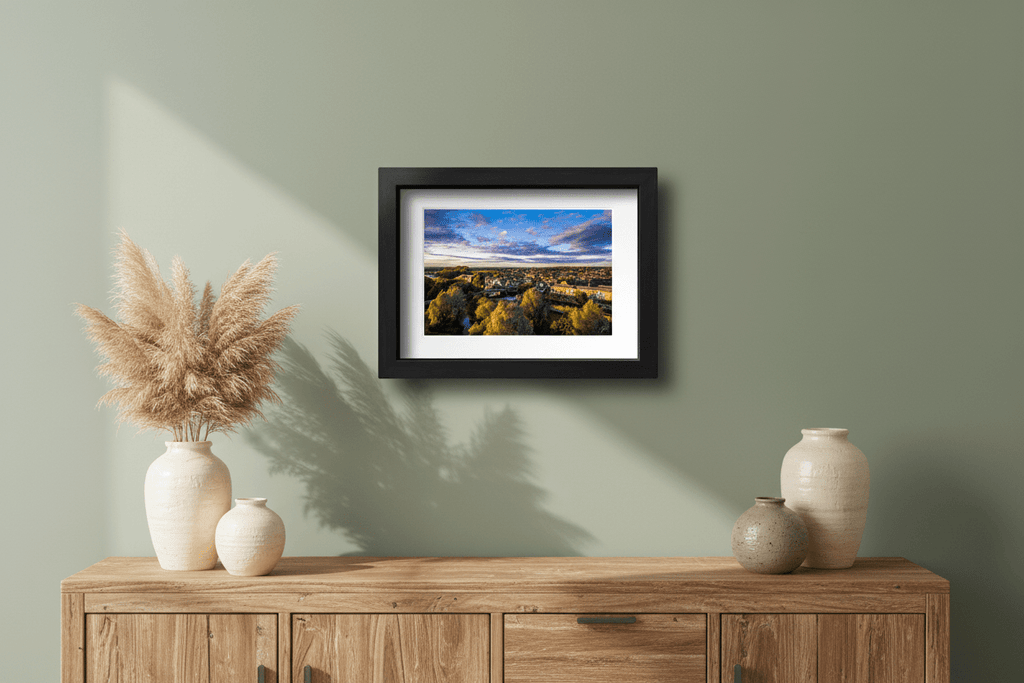 Golden Horizons – sage green sideboard