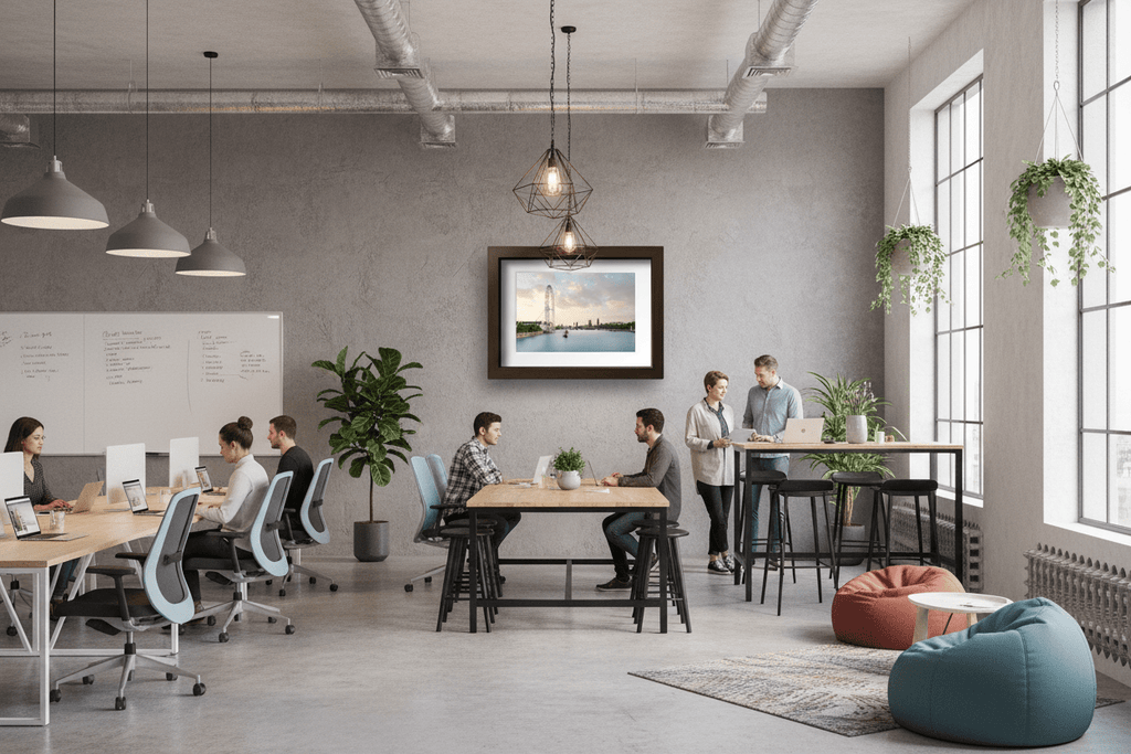 Stillness on the Thames in co-working space