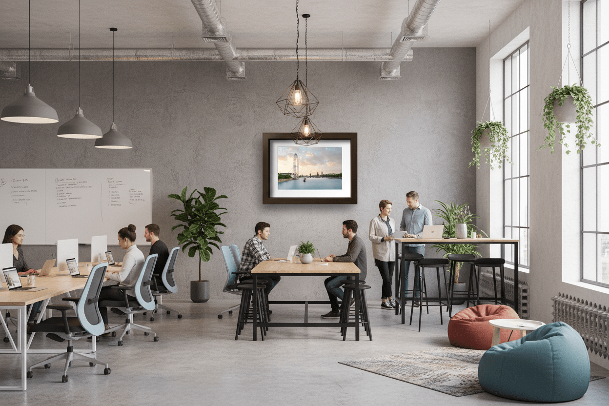Stillness on the Thames in co-working space