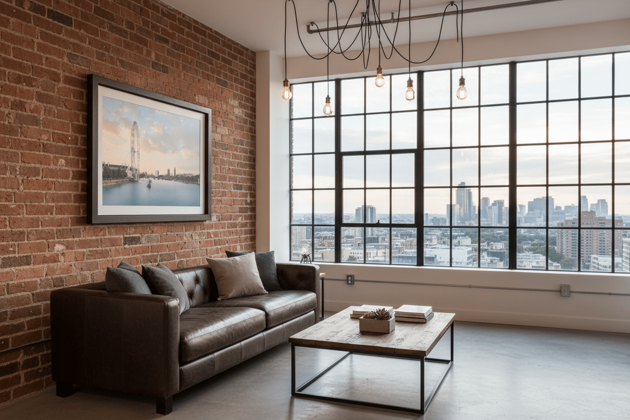 Stillness on the Thames in urban loft