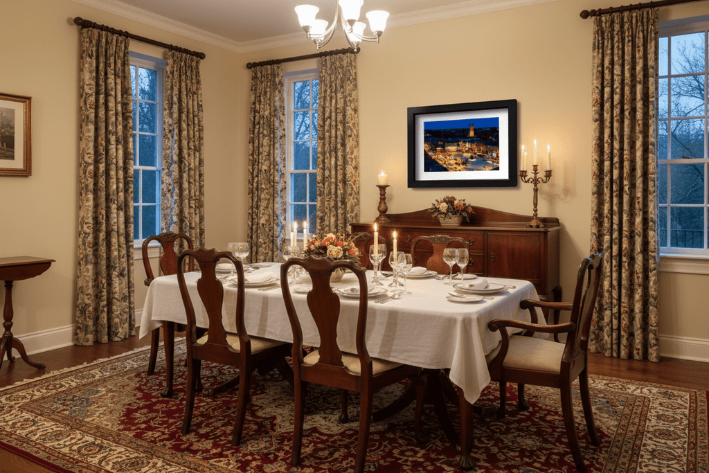 Twilight at the Square in dining room
